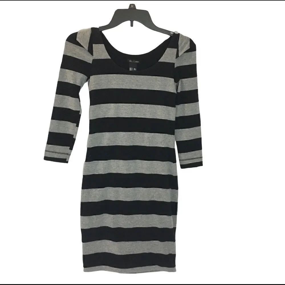 Silver Lab Colcci Striped 3/4 Sleeve Dress Size Small